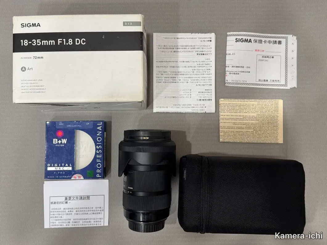 Canon Sigma 18-35mm F1.8 DC HSM Art（Canon EF）＋B+W F-PRO MRC UV 72mm 二手鏡頭商品照片